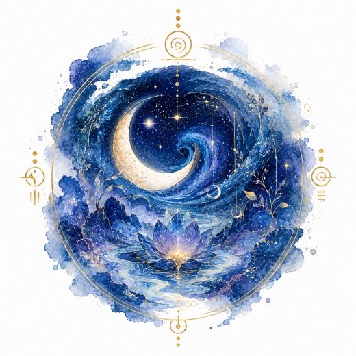 マヤ暦の太陽の紋章「青い夜」のイラスト