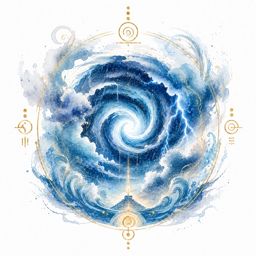マヤ暦の太陽の紋章「青い嵐」のイラスト