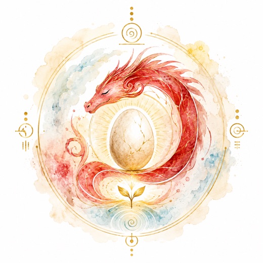 マヤ暦の太陽の紋章「赤い龍」のイラスト
