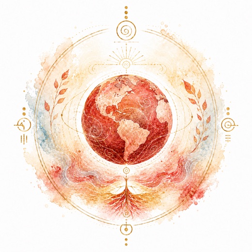 マヤ暦の太陽の紋章「赤い地球」のイラスト