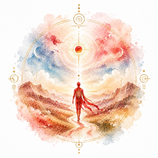 マヤ暦の太陽の紋章「赤い空歩く人」のイラスト