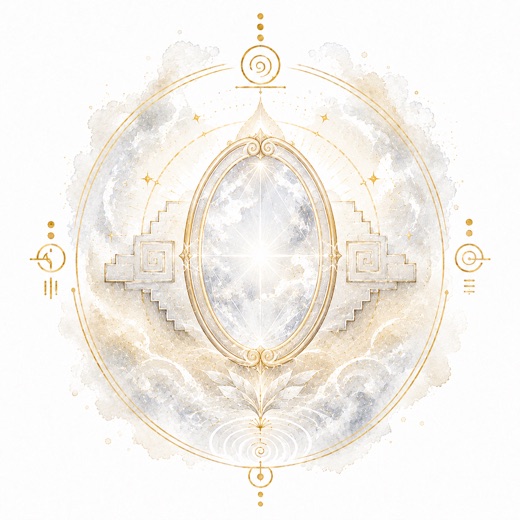 マヤ暦の太陽の紋章「白い鏡」のイラスト