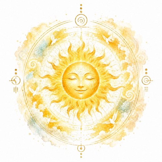 マヤ暦の太陽の紋章「黄色い太陽」のイラスト